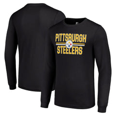Pittsburgh Steelers Starter Team Mesh Print Graphic Long Sleeve T-Shirt Black | NFL