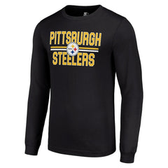 Pittsburgh Steelers Starter Team Mesh Print Graphic Long Sleeve T-Shirt Black | NFL