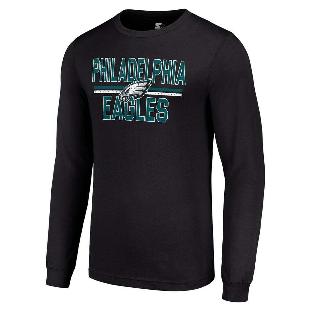 Philadelphia Eagles Starter Team Mesh Print Graphic Long Sleeve T-Shirt Black | NFL