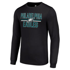 Philadelphia Eagles Starter Team Mesh Print Graphic Long Sleeve T-Shirt Black | NFL