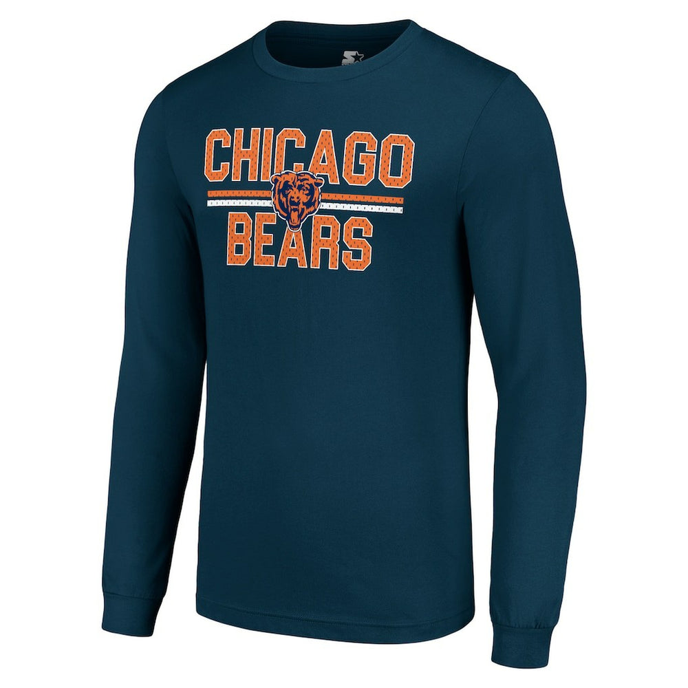 Chicago Bears Starter Team Mesh Print Graphic Long Sleeve T-Shirt Navy | NFL