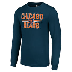 Chicago Bears Starter Team Mesh Print Graphic Long Sleeve T-Shirt Navy | NFL