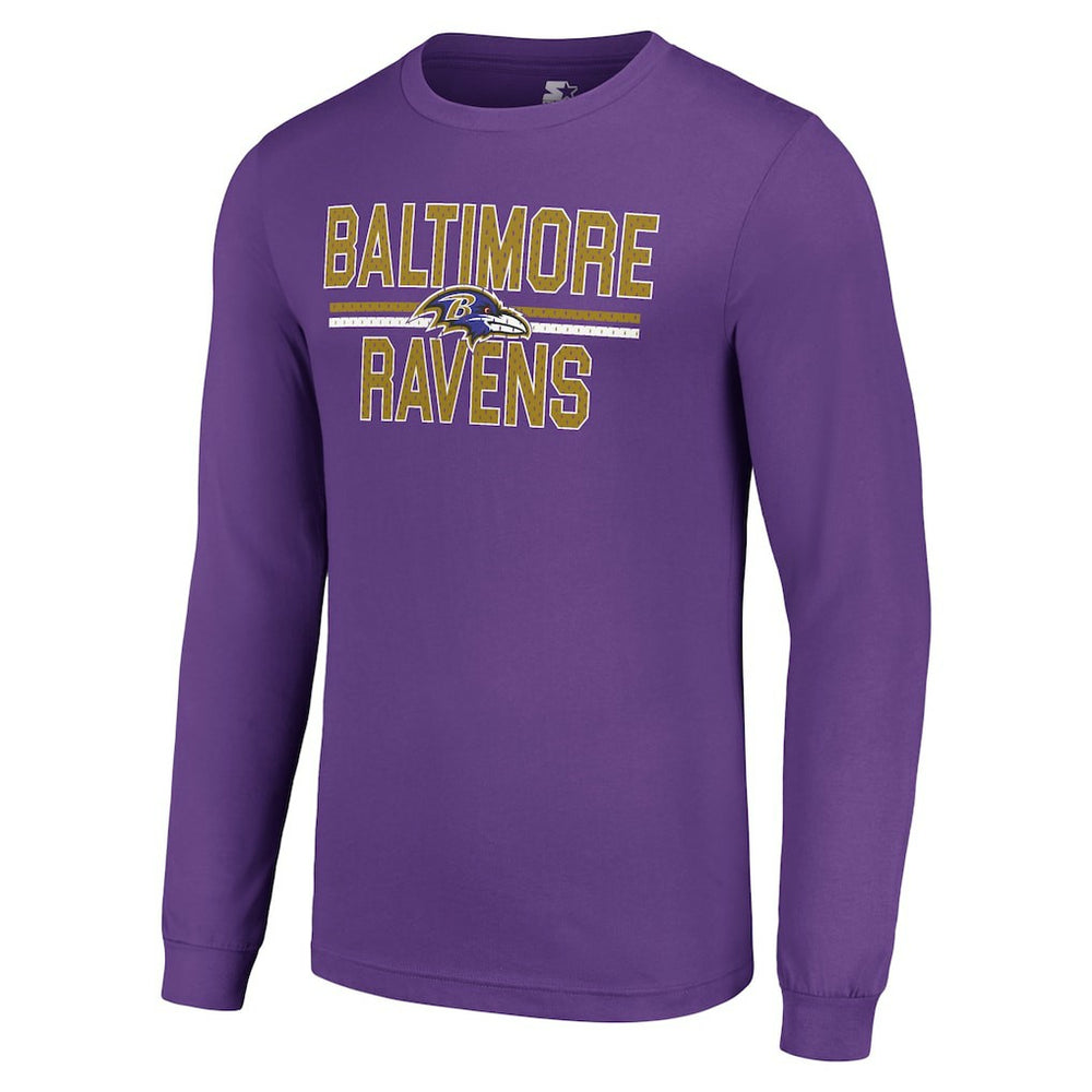 Baltimore Ravens Starter Team Mesh Print Graphic Long Sleeve T-Shirt Purple | NFL