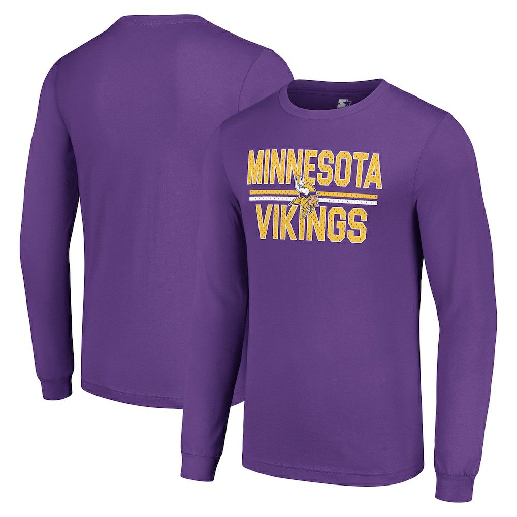 Minnesota Vikings Starter Team Mesh Print Graphic Long Sleeve T-Shirt Purple | NFL