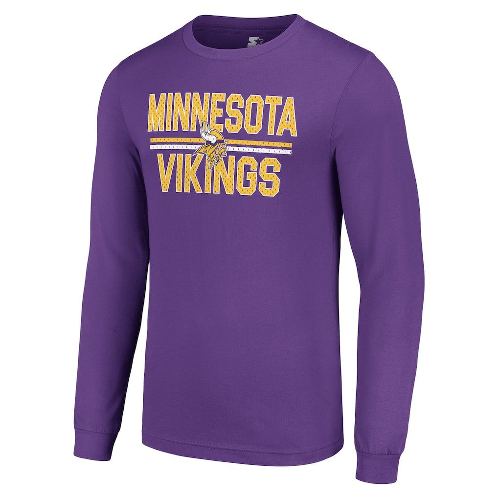 Minnesota Vikings Starter Team Mesh Print Graphic Long Sleeve T-Shirt Purple | NFL