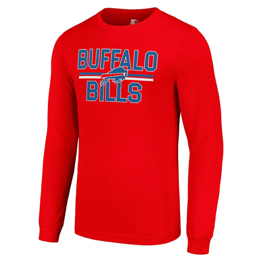 Buffalo Bills Starter Team Mesh Print Graphic Long Sleeve T-Shirt Red | NFL