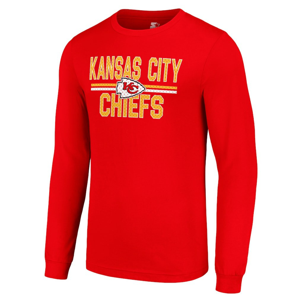 Kansas City Chiefs Starter Team Mesh Print Graphic Long Sleeve T-Shirt Red | NFL