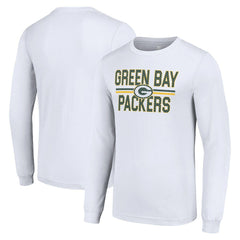 Green Bay Packers Starter Team Mesh Print Graphic Long Sleeve T-Shirt White | NFL