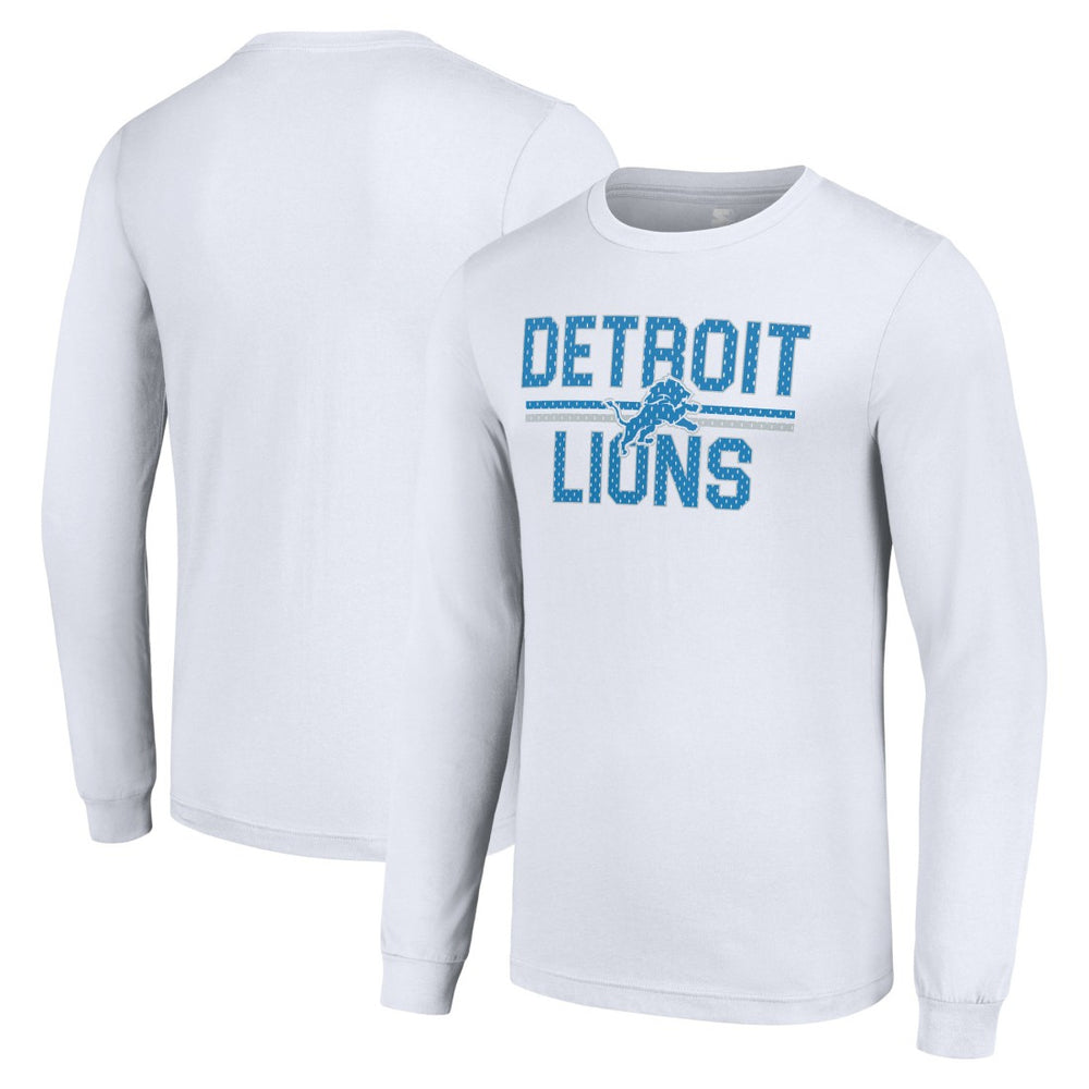 Detroit Lions Starter Team Mesh Print Graphic Long Sleeve T-Shirt White | NFL