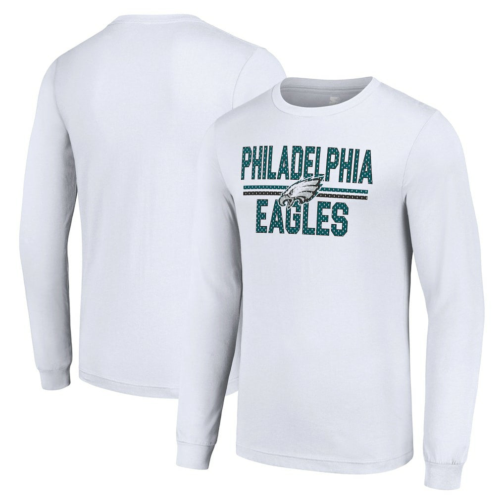 Philadelphia Eagles Starter Team Mesh Print Graphic Long Sleeve T-Shirt White | NFL