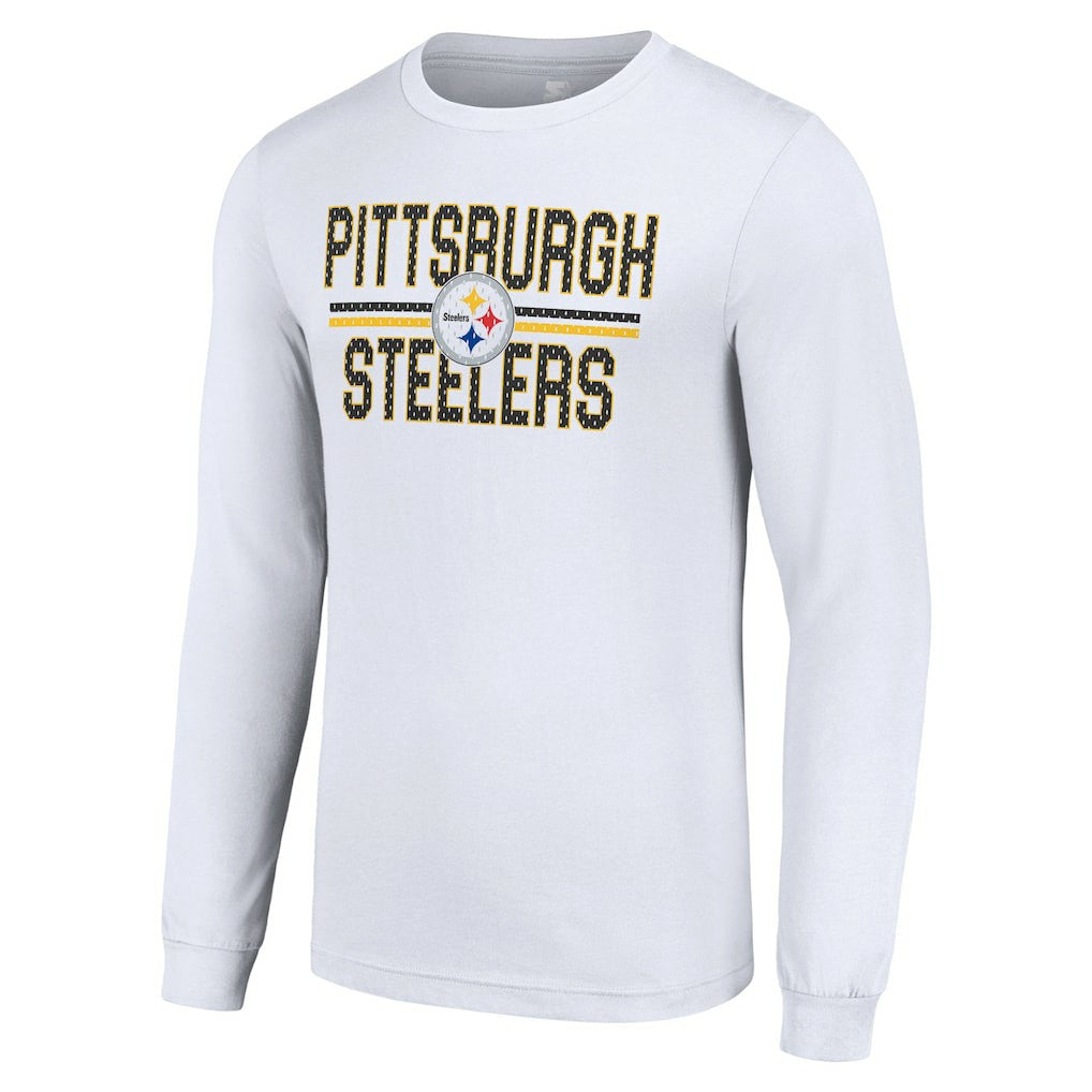Pittsburgh Steelers Starter Team Mesh Print Graphic Long Sleeve T-Shirt White | NFL