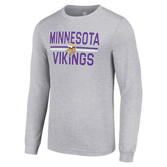 Minnesota Vikings Starter Team Mesh Print Graphic Long Sleeve T-Shirt Heather Gray | NFL
