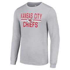 Kansas City Chiefs Starter Team Mesh Print Graphic Long Sleeve T-Shirt Heather Gray | NFL