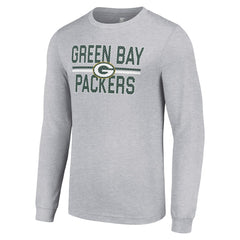 Green Bay Packers Starter Team Mesh Print Graphic Long Sleeve T-Shirt Heather Gray | NFL