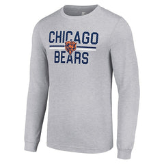 Chicago Bears Starter Team Mesh Print Graphic Long Sleeve T-Shirt Heather Gray | NFL