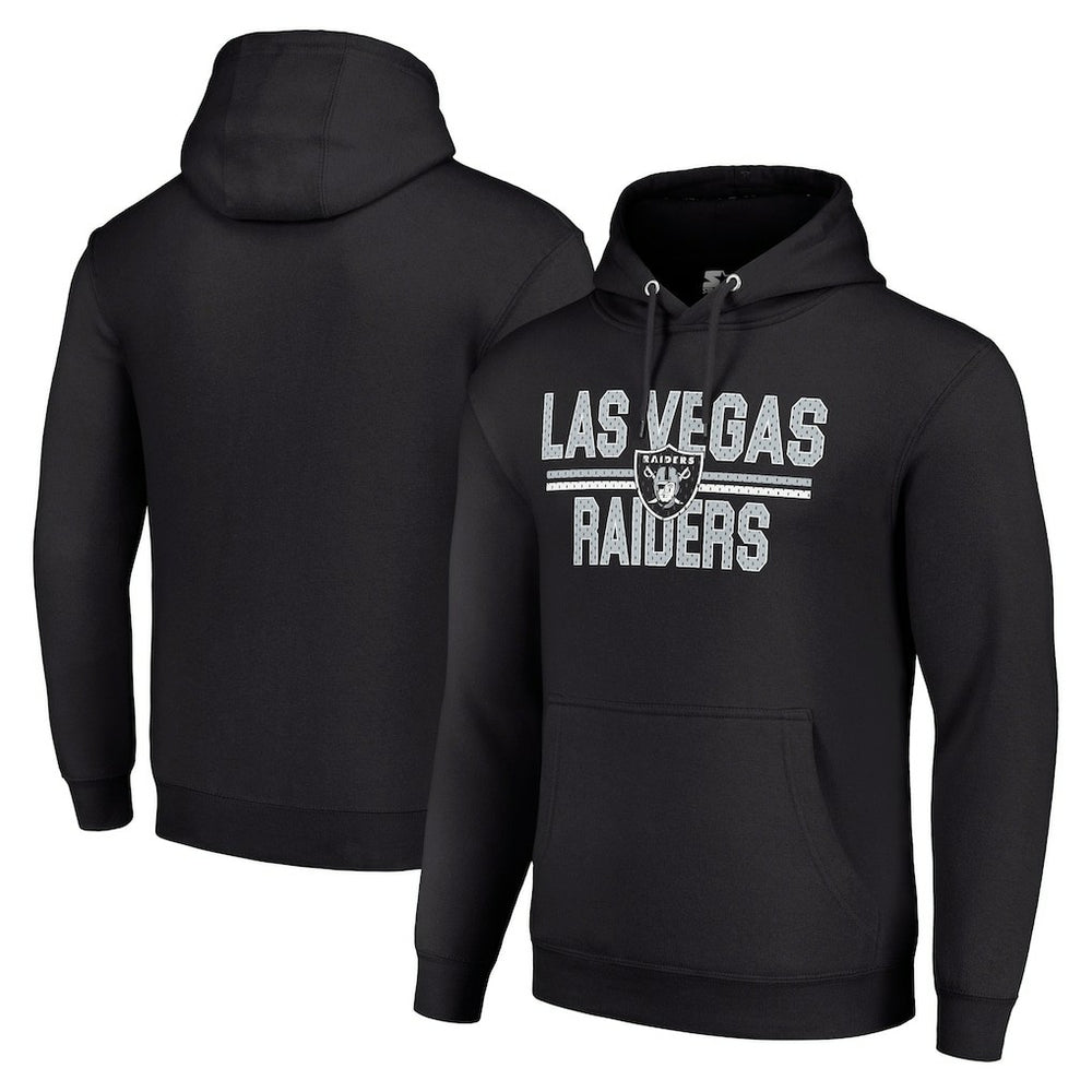 Las Vegas Raiders Starter Unisex Team Mesh Print Graphic Tri-Blend Pullover Hoodie Black | NFL