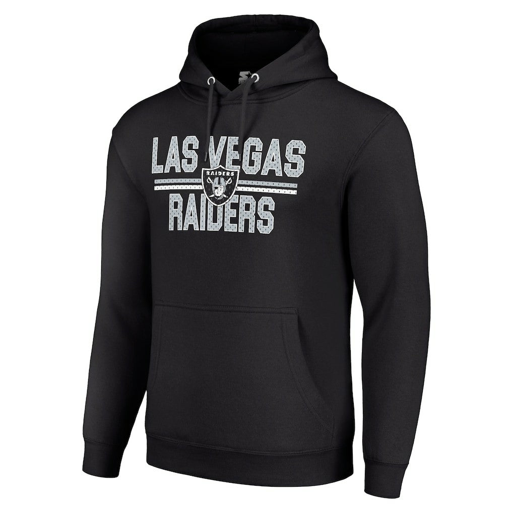 Las Vegas Raiders Starter Unisex Team Mesh Print Graphic Tri-Blend Pullover Hoodie Black | NFL