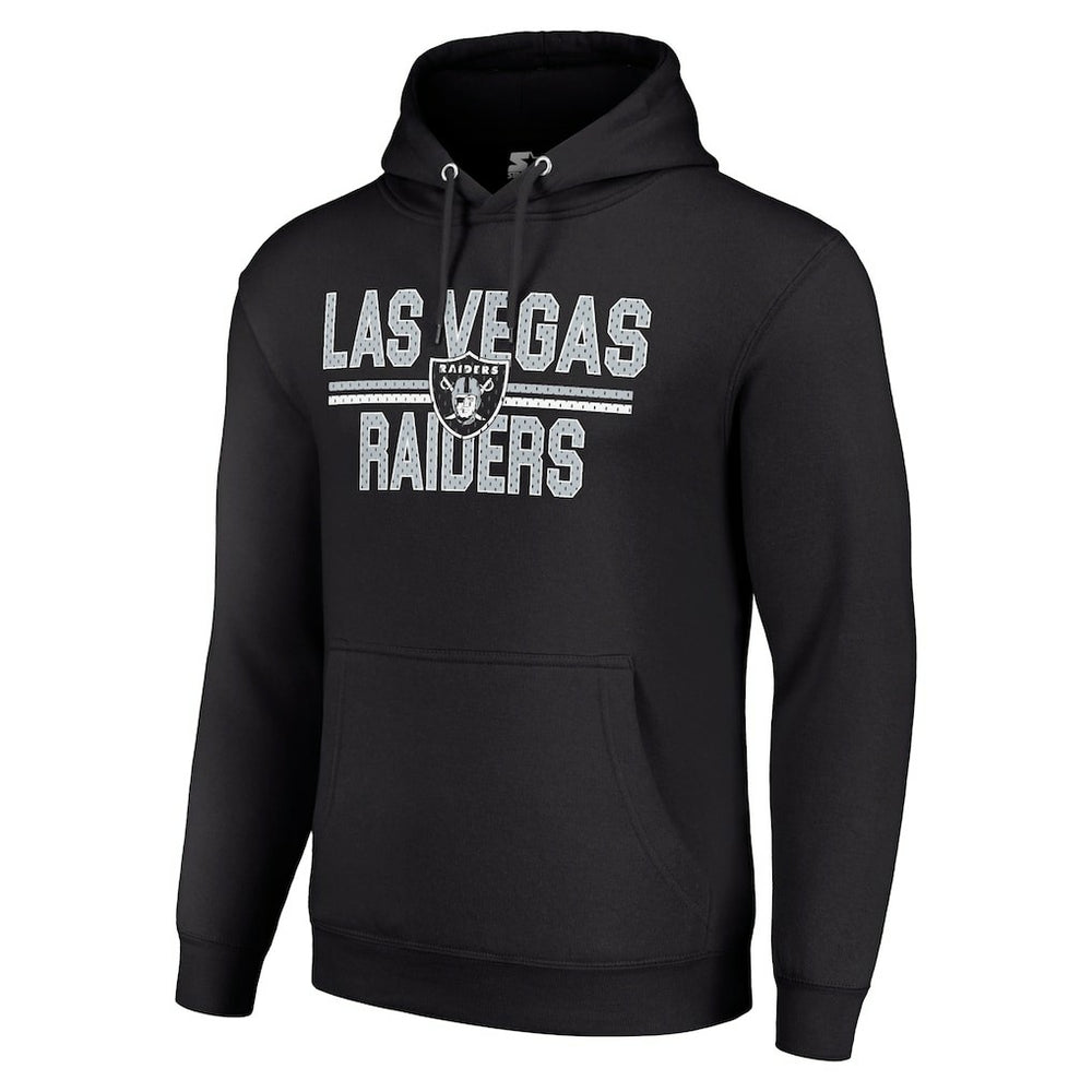 Las Vegas Raiders Starter Unisex Team Mesh Print Graphic Tri-Blend Pullover Hoodie Black | NFL