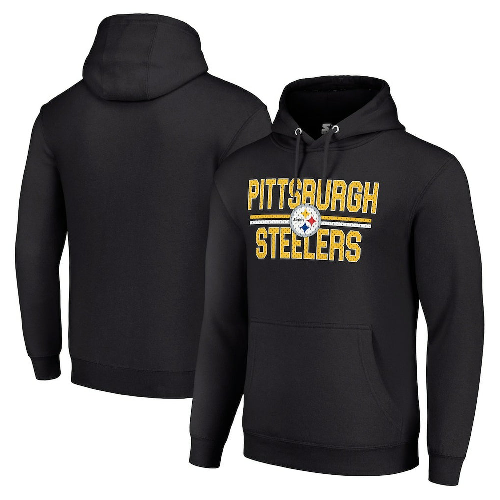 Pittsburgh Steelers Starter Unisex Team Mesh Print Graphic Tri-Blend Pullover Hoodie Black | NFL
