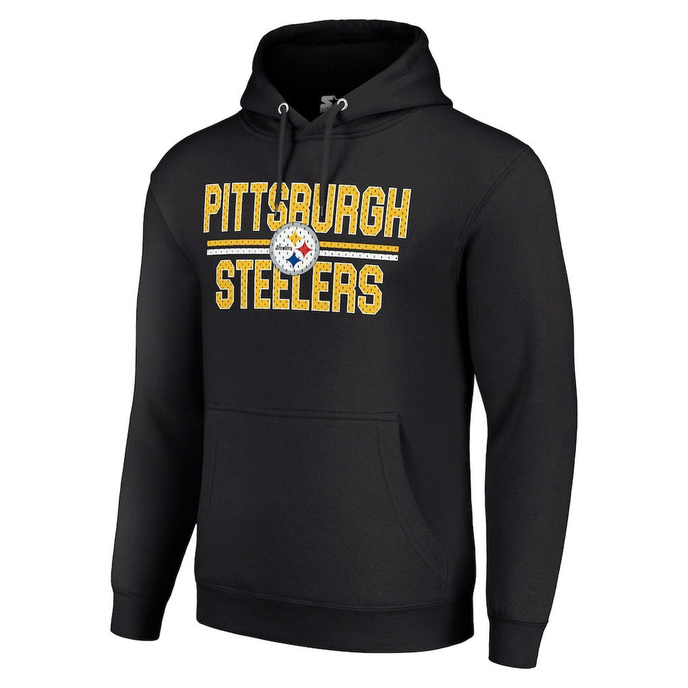 Pittsburgh Steelers Starter Unisex Team Mesh Print Graphic Tri-Blend Pullover Hoodie Black | NFL