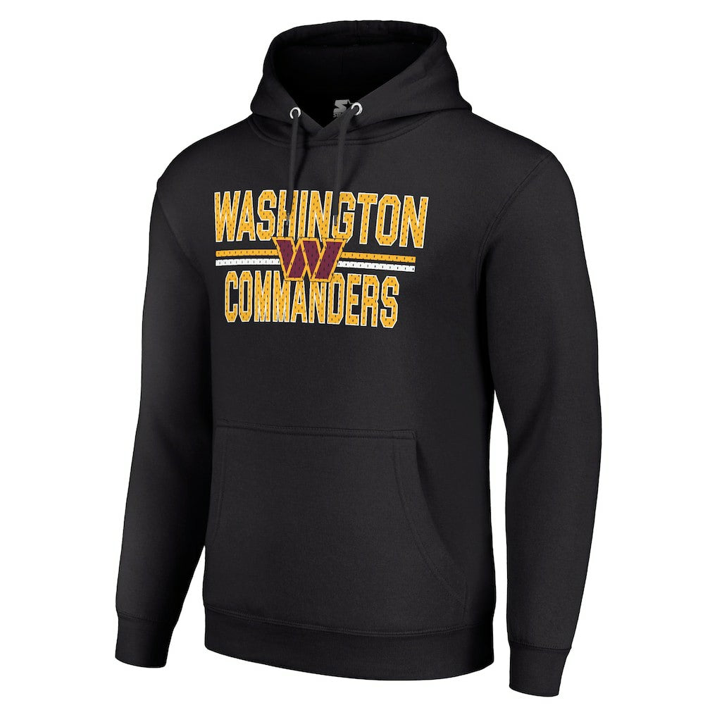 Washington Commanders Starter Unisex Team Mesh Print Graphic Tri-Blend Pullover Hoodie Black | NFL