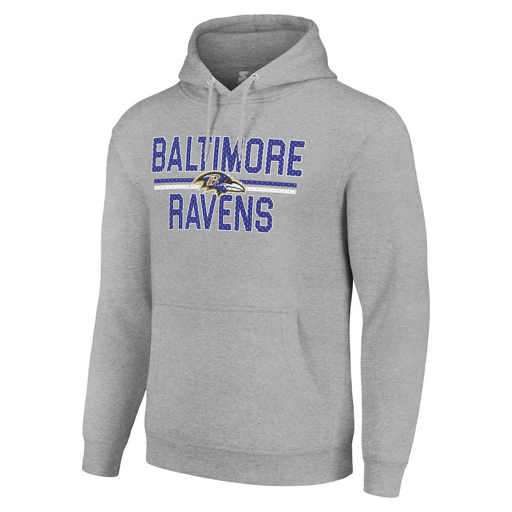 Baltimore Ravens Starter Unisex Team Mesh Print Graphic Tri-Blend Pullover Hoodie Heather Gray | NFL