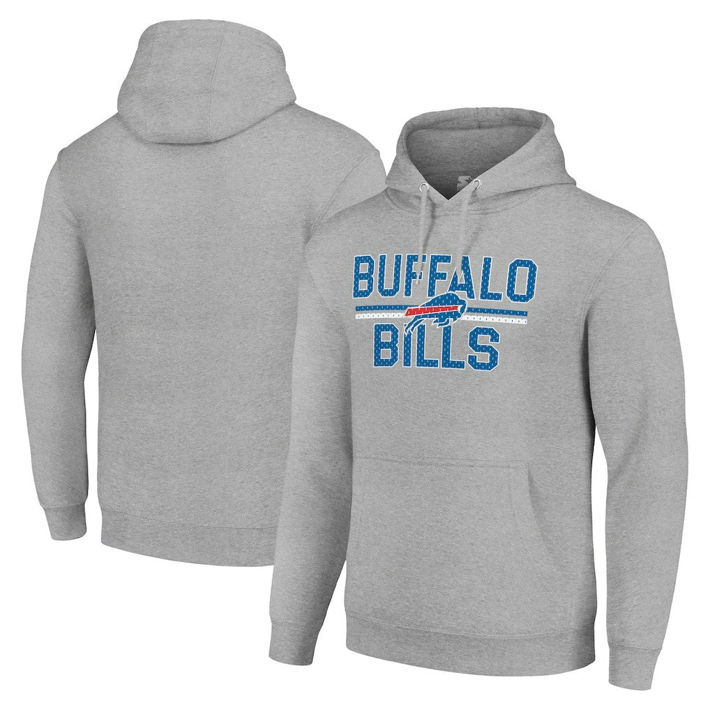 Buffalo Bills Starter Unisex Team Mesh Print Graphic Tri-Blend Pullover Hoodie Heather Gray | NFL