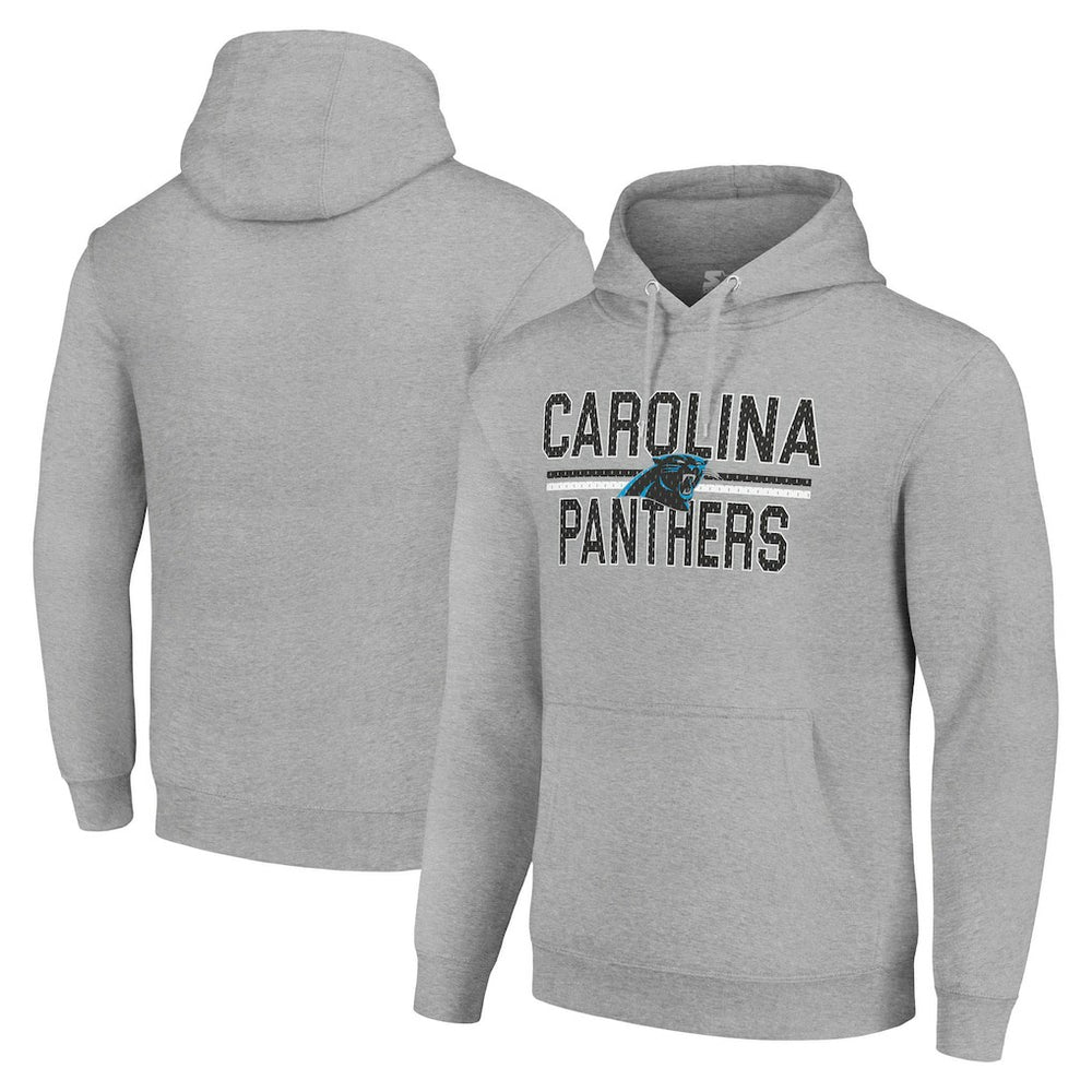 Carolina Panthers Starter Unisex Team Mesh Print Graphic Tri-Blend Pullover Hoodie Heather Gray | NFL