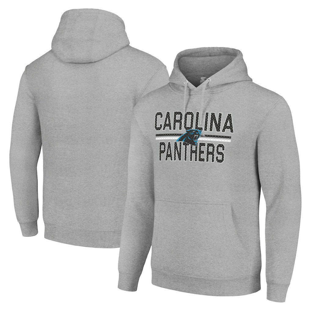 Carolina Panthers Starter Unisex Team Mesh Print Graphic Tri-Blend Pullover Hoodie Heather Gray | NFL