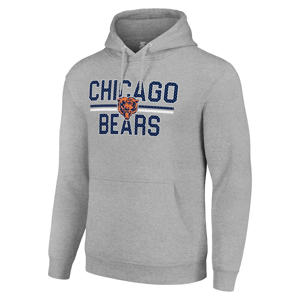 Chicago Bears Starter Unisex Team Mesh Print Graphic Tri-Blend Pullover Hoodie Heather Gray | NFL