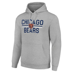 Chicago Bears Starter Unisex Team Mesh Print Graphic Tri-Blend Pullover Hoodie Heather Gray | NFL