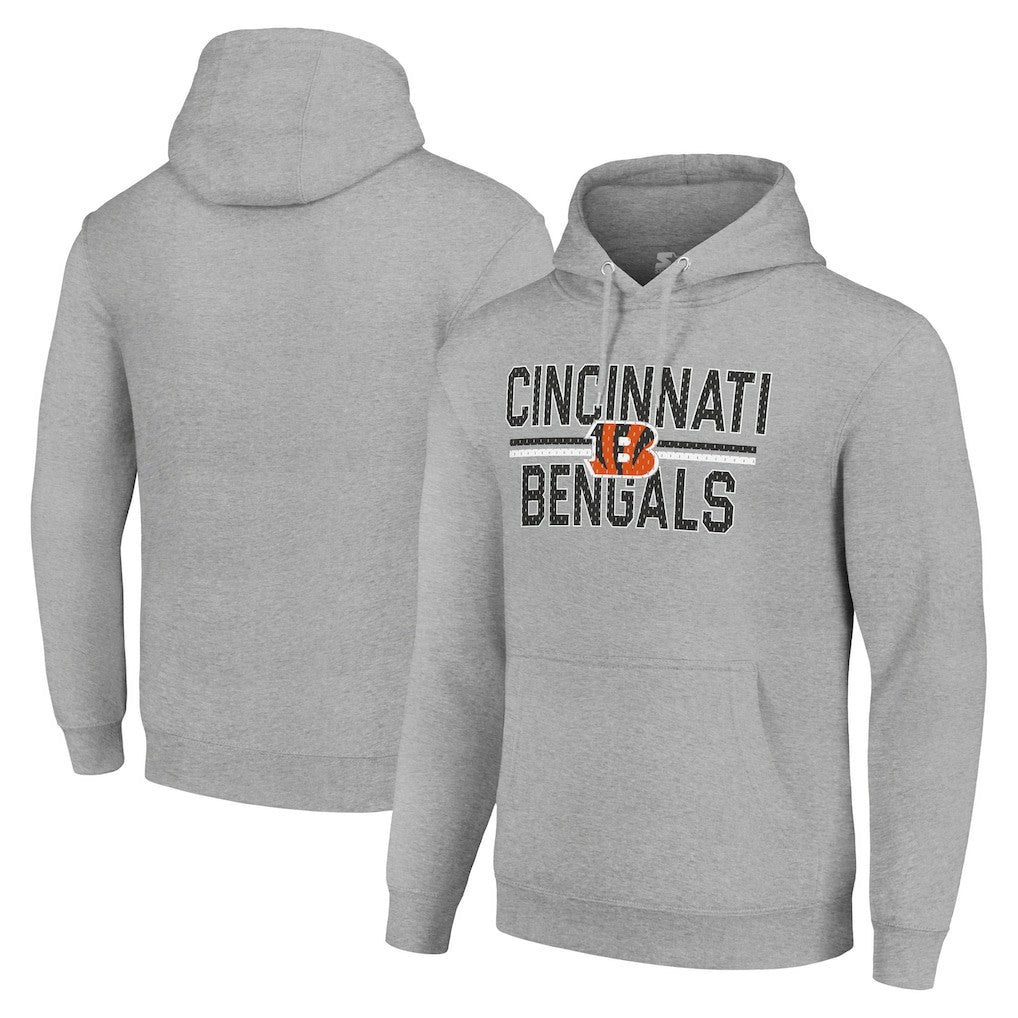 Cincinnati Bengals Starter Unisex Team Mesh Print Graphic Tri-Blend Pullover Hoodie Heather Gray | NFL