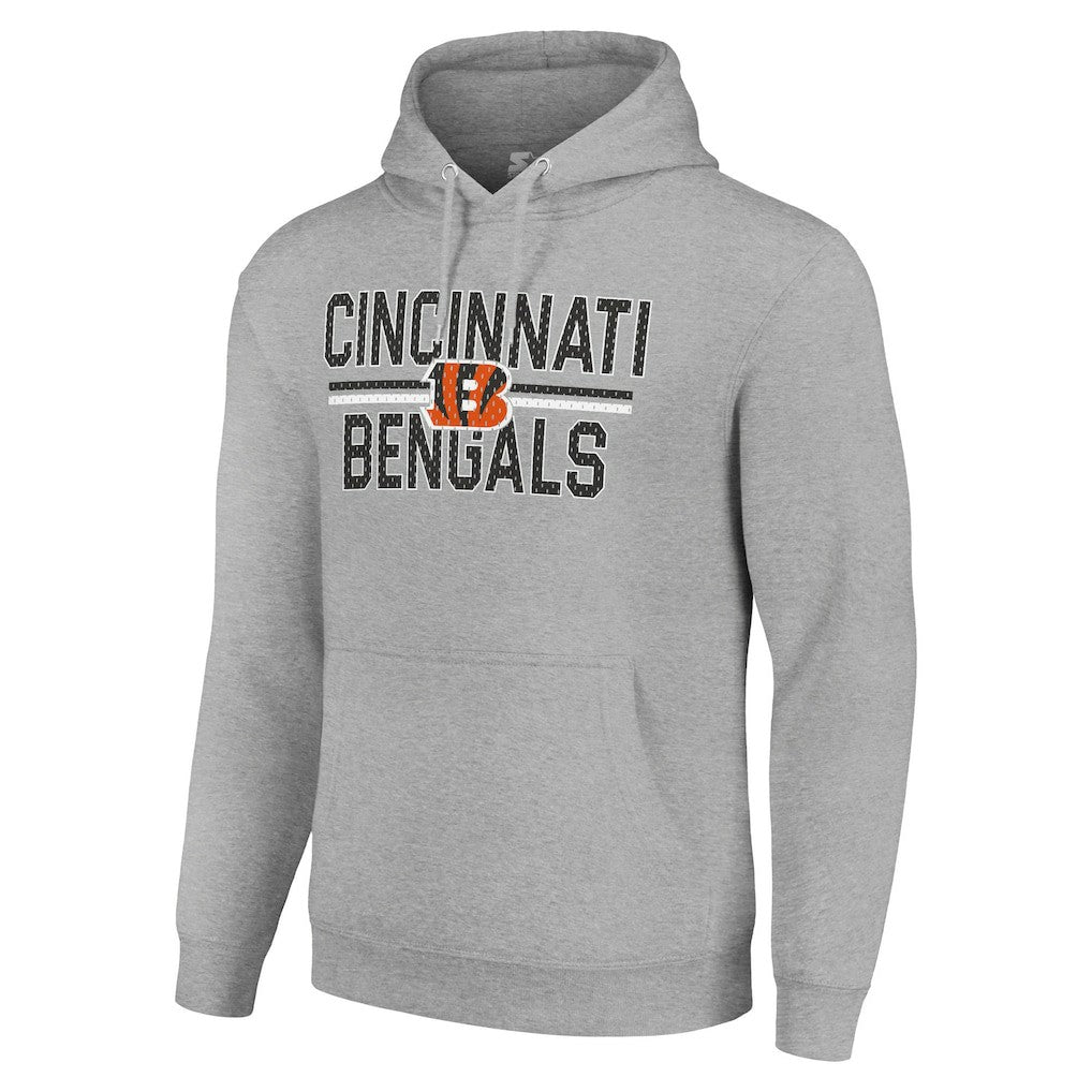 Cincinnati Bengals Starter Unisex Team Mesh Print Graphic Tri-Blend Pullover Hoodie Heather Gray | NFL