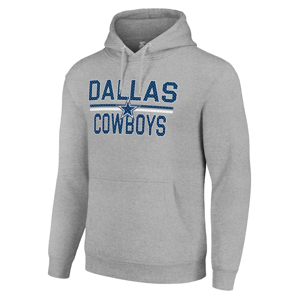 Dallas Cowboys Starter Unisex Team Mesh Print Graphic Tri-Blend Pullover Hoodie Heather Gray | NFL