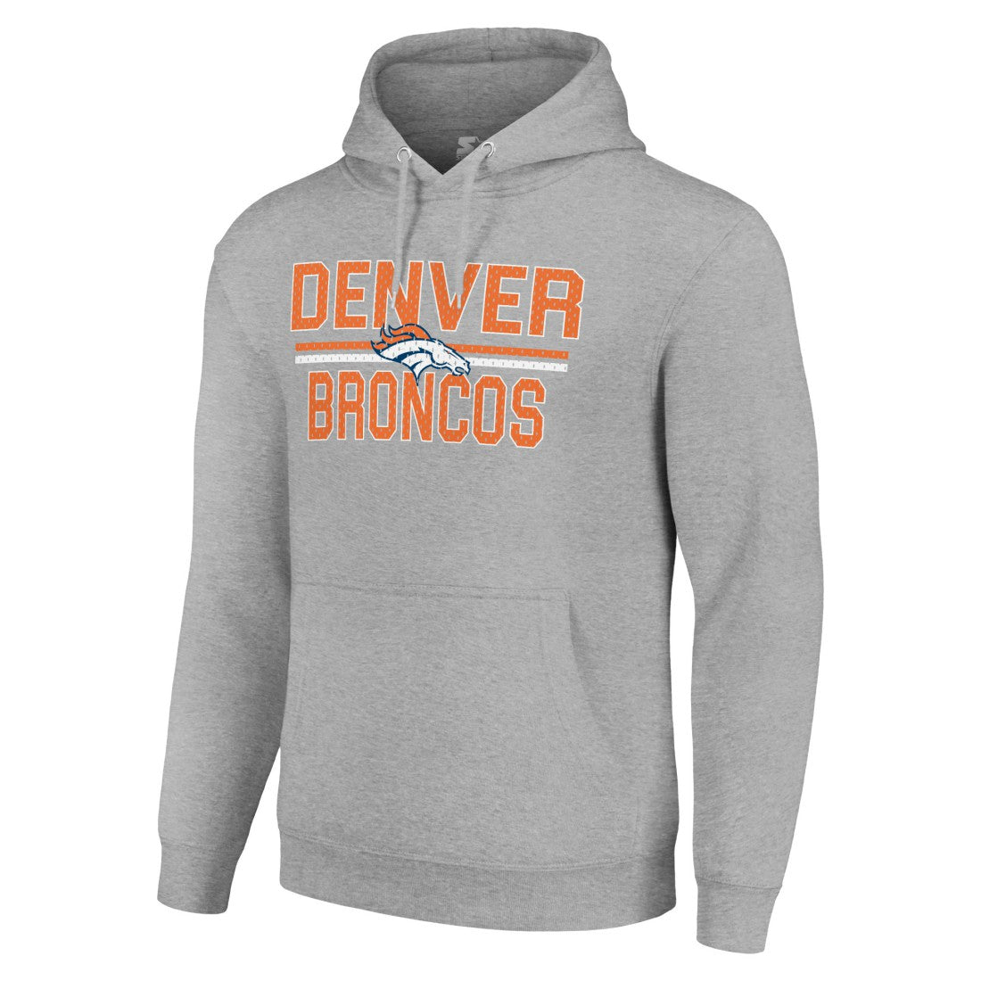 Denver Broncos Starter Unisex Team Mesh Print Graphic Tri-Blend Pullover Hoodie Heather Gray | NFL