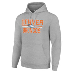 Denver Broncos Starter Unisex Team Mesh Print Graphic Tri-Blend Pullover Hoodie Heather Gray | NFL