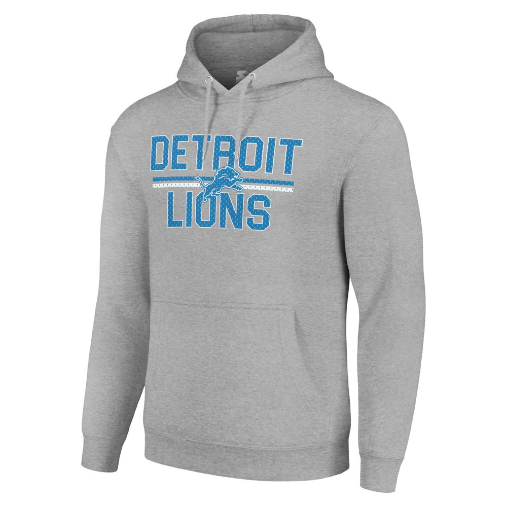 Detroit Lions Starter Unisex Team Mesh Print Graphic Tri-Blend Pullover Hoodie Heather Gray | NFL