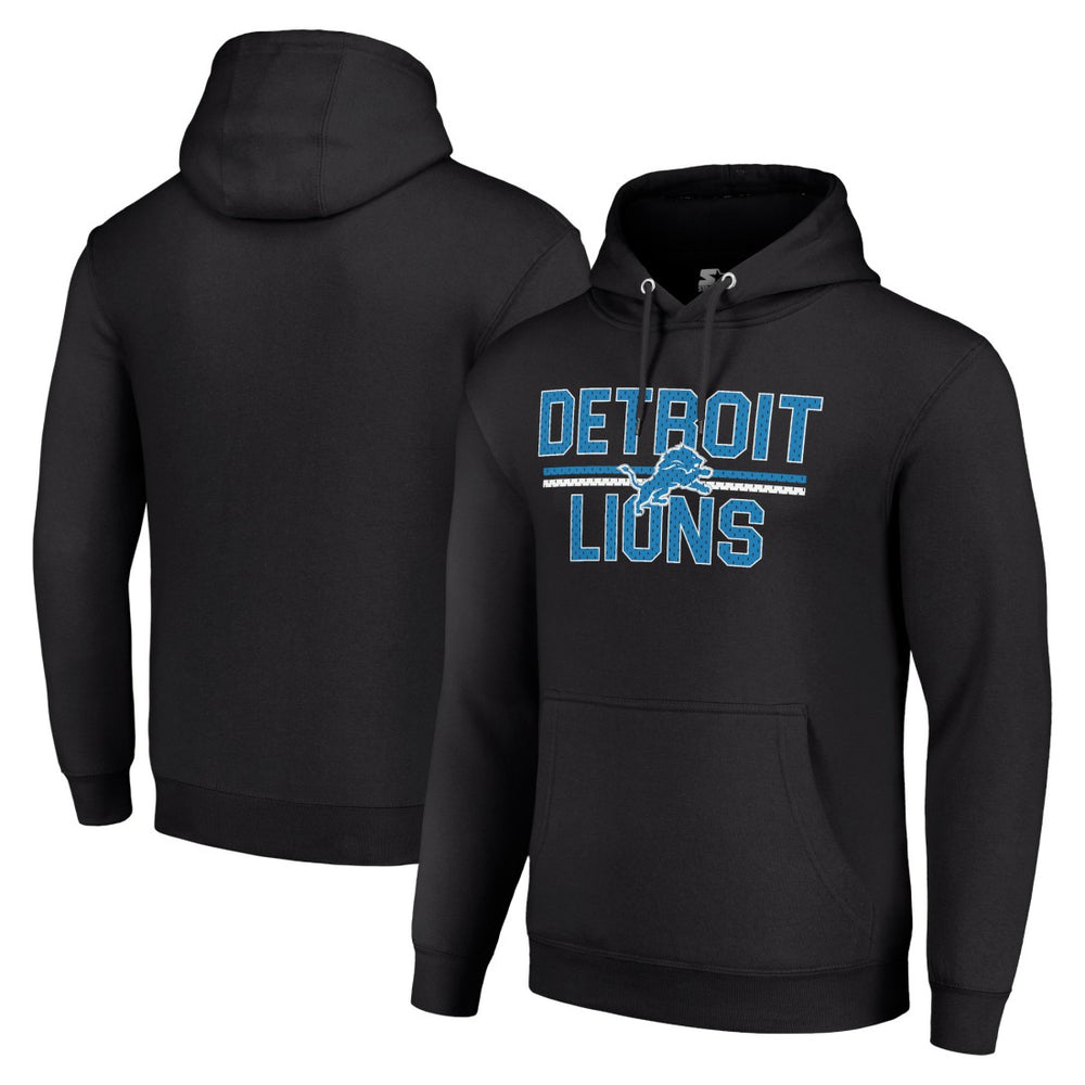 Detroit Lions Starter Unisex Team Mesh Print Graphic Tri-Blend Pullover Hoodie Black | NFL