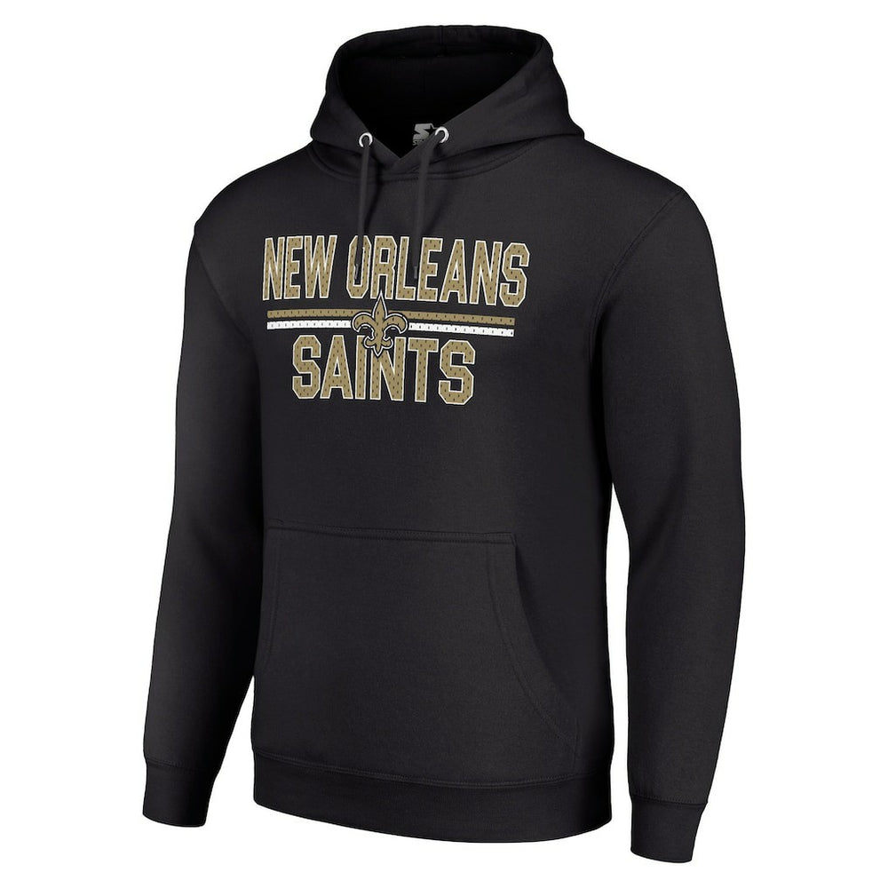 New Orleans Saints Starter Unisex Team Mesh Print Graphic Tri-Blend Pullover Hoodie Black | NFL