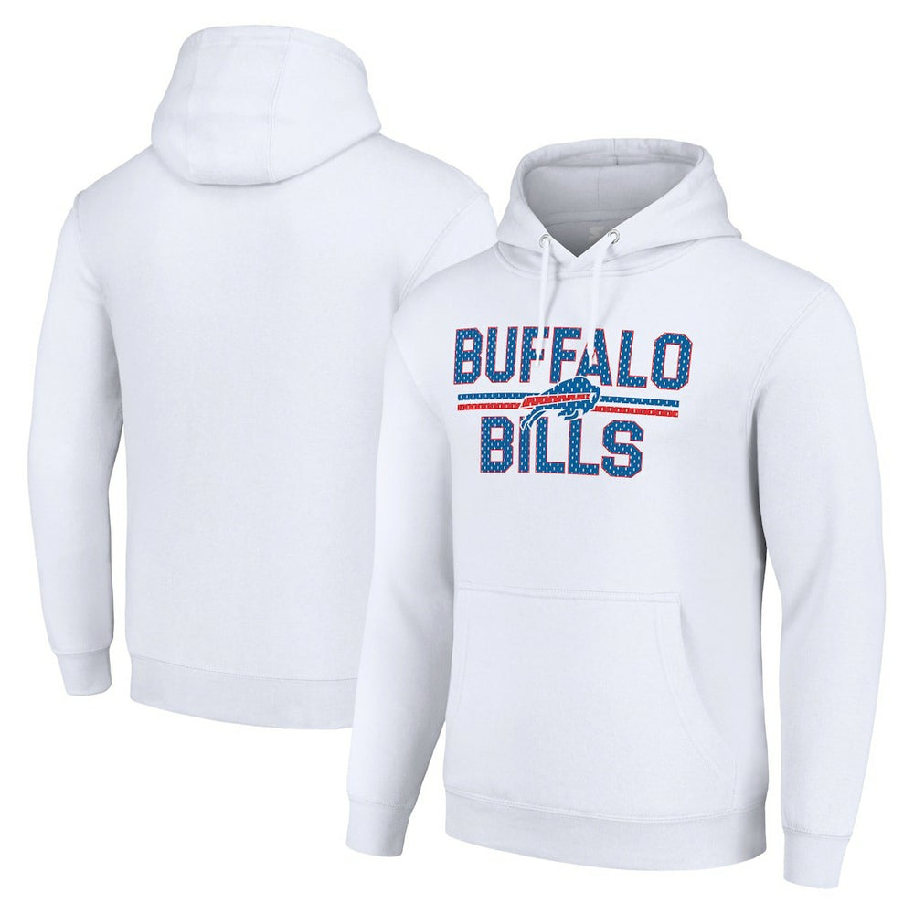 Buffalo Bills Starter Unisex Team Mesh Print Graphic Tri-Blend Pullover Hoodie White | NFL