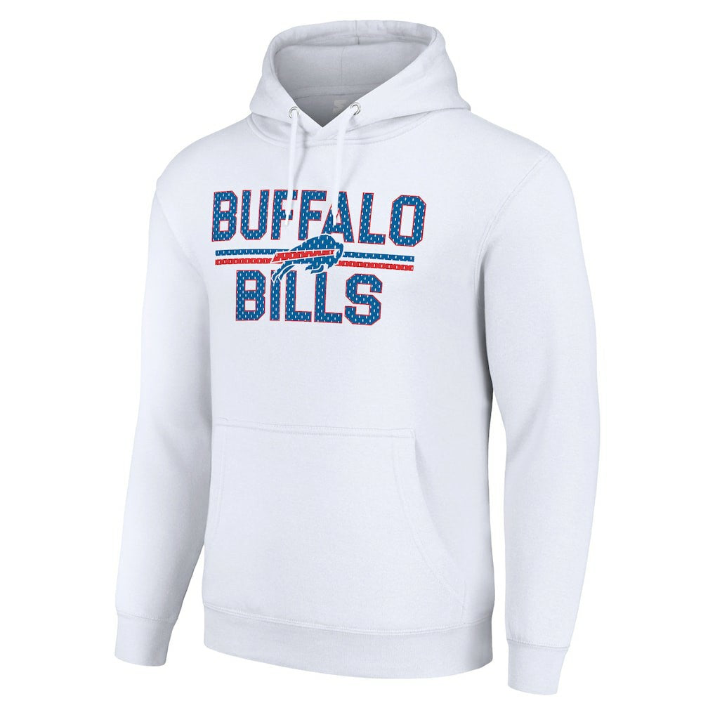 Buffalo Bills Starter Unisex Team Mesh Print Graphic Tri-Blend Pullover Hoodie White | NFL