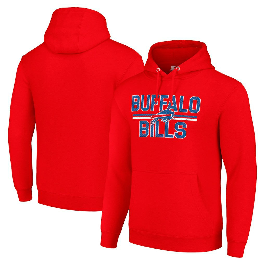 Buffalo Bills Starter Unisex Team Mesh Print Graphic Tri-Blend Pullover Hoodie Red | NFL