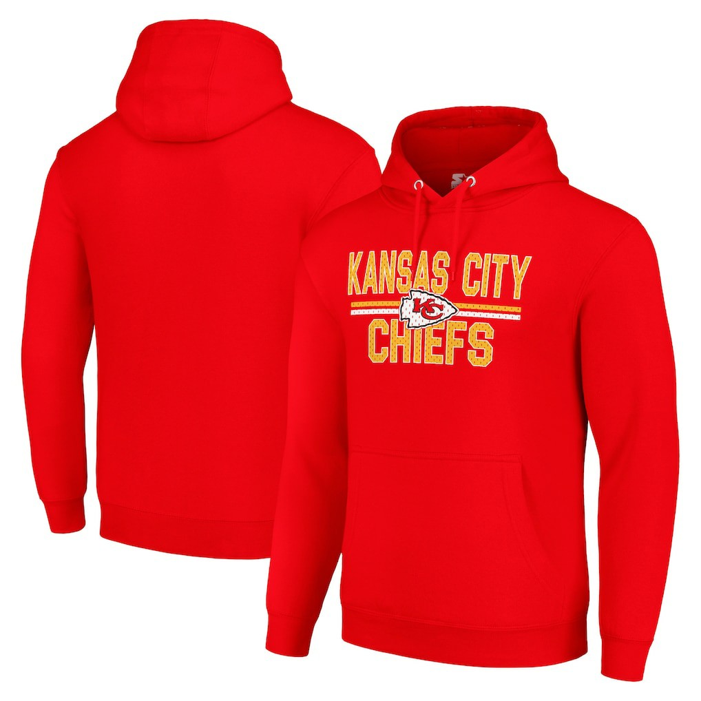 Kansas City Chiefs Starter Unisex Team Mesh Print Graphic Tri-Blend Pullover Hoodie Red | NFL