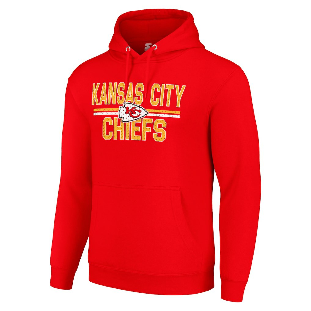 Kansas City Chiefs Starter Unisex Team Mesh Print Graphic Tri-Blend Pullover Hoodie Red | NFL