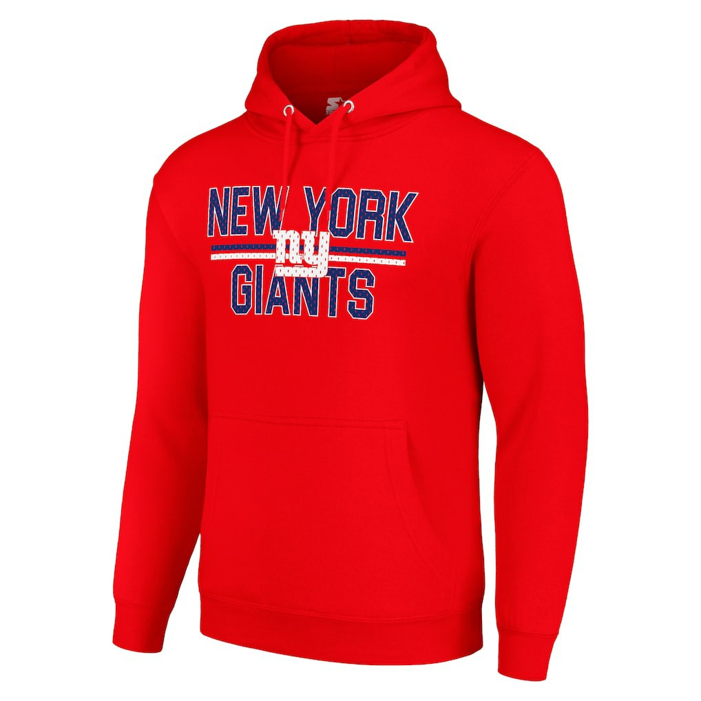 New York Giants Starter Unisex Team Mesh Print Graphic Tri-Blend Pullover Hoodie Red | NFL
