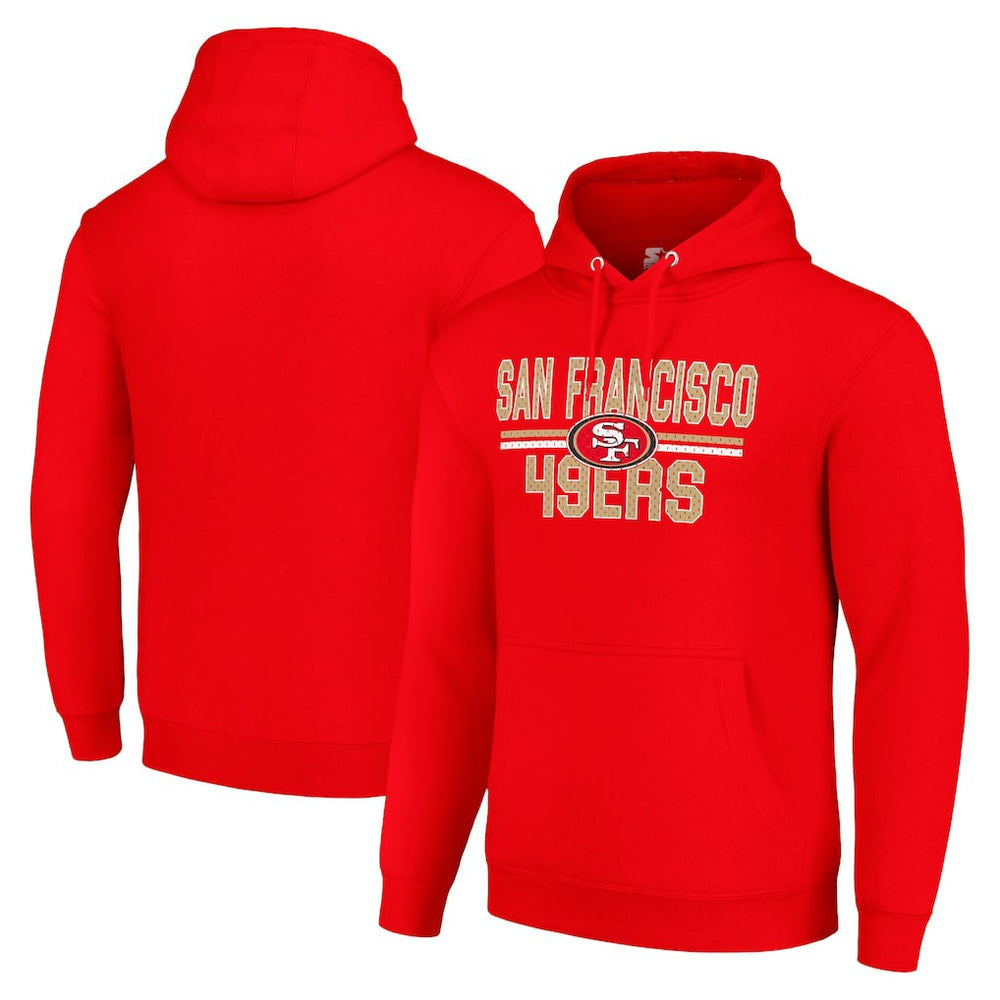 San Francisco 49ers Starter Unisex Team Mesh Print Graphic Tri-Blend Pullover Hoodie Scarlet | NFL