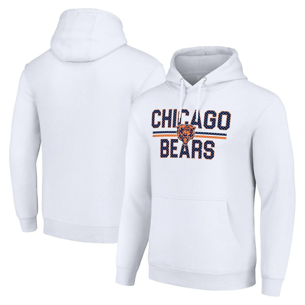Chicago Bears Starter Unisex Team Mesh Print Graphic Tri-Blend Pullover Hoodie White | NFL