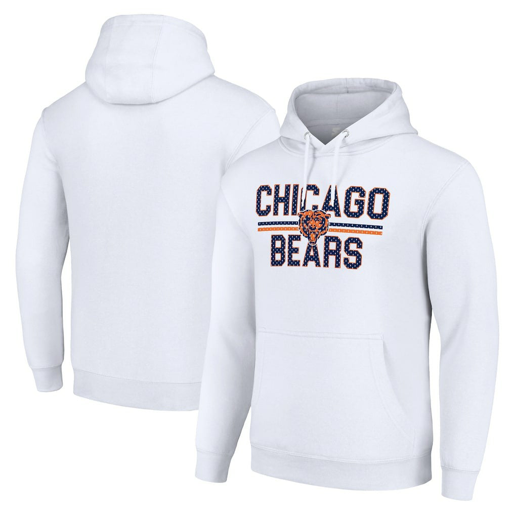 Chicago Bears Starter Unisex Team Mesh Print Graphic Tri-Blend Pullover Hoodie White | NFL