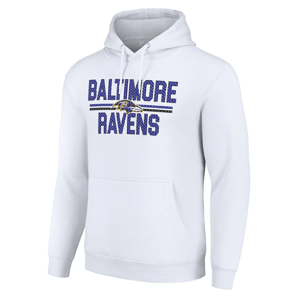 Baltimore Ravens Starter Unisex Team Mesh Print Graphic Tri-Blend Pullover Hoodie White | NFL