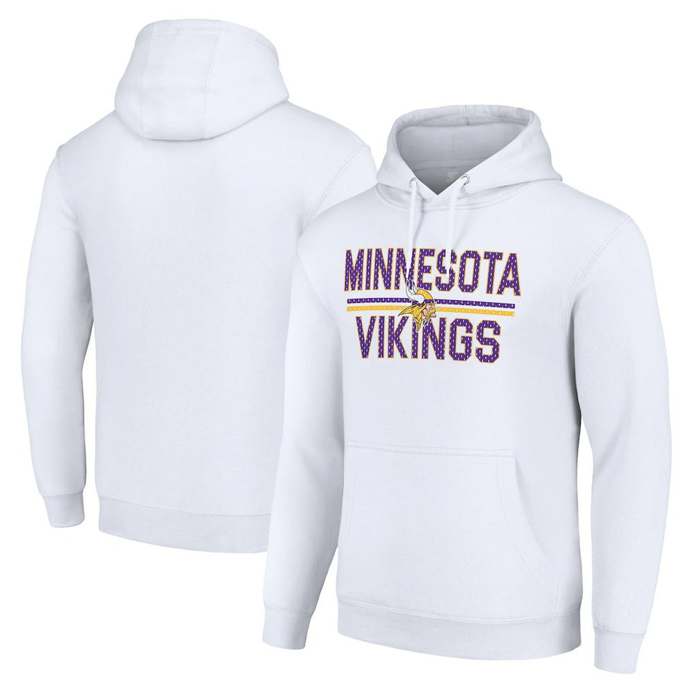 Minnesota Vikings Starter Unisex Team Mesh Print Graphic Tri-Blend Pullover Hoodie White | NFL